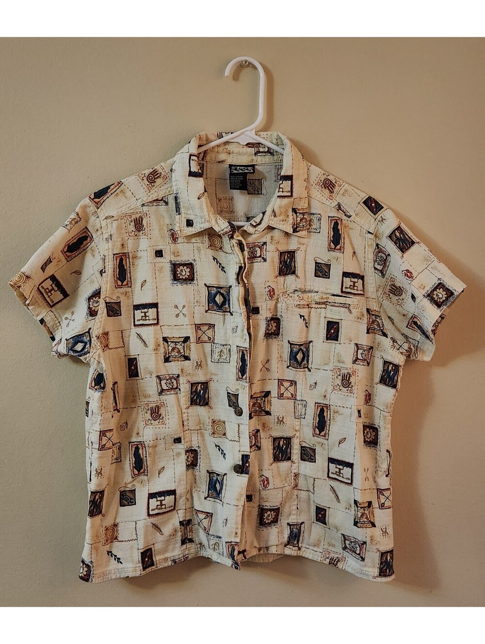 Teva Women’s Large Button Down Shirt Vintage 100% Cotton "River of Life" Outdoor